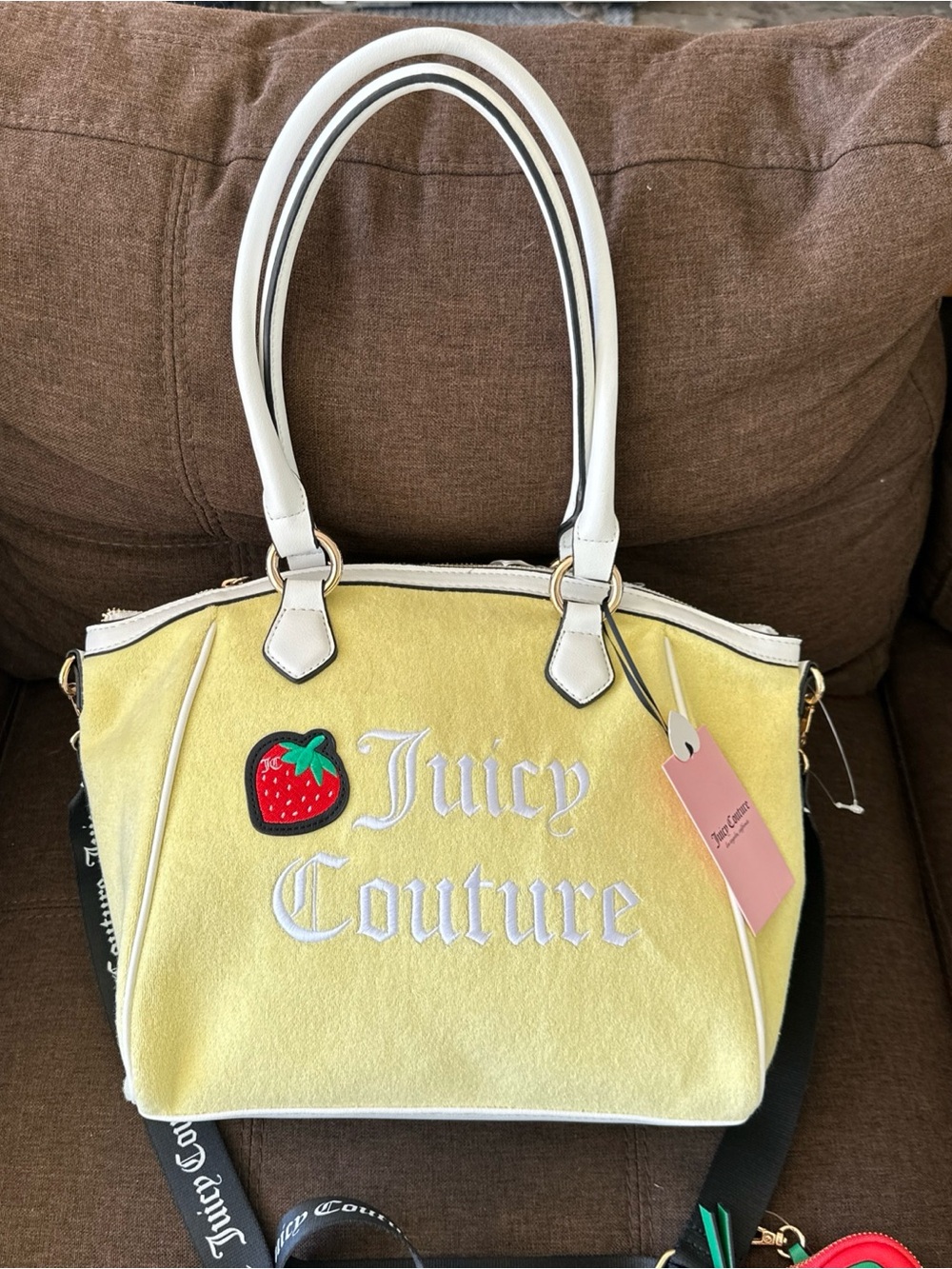 Juicy Couture Yellow Strawberry Satchel with White Trim